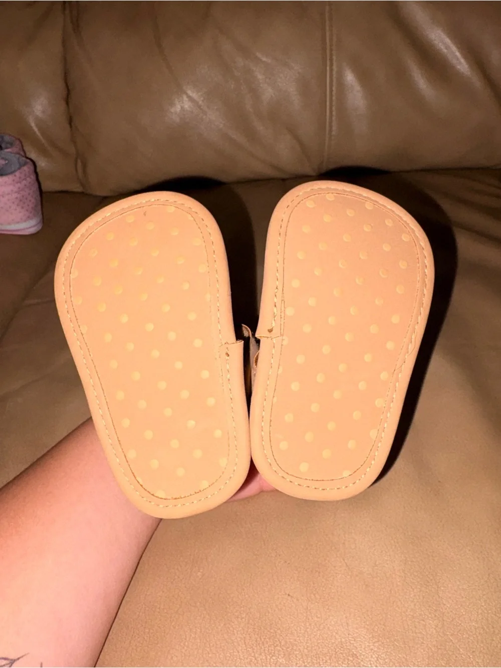 Carter's Tan Perforated T-Strap Baby Sandals